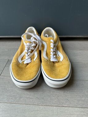 Vans Old Skool Shoes Mens 7.5 Women 9 Yellow Canvas Low Top Skate Lace Sneakers